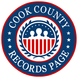 A round red, white, and blue logo with the words 'Cook County Records Page' for the state of Illinois.